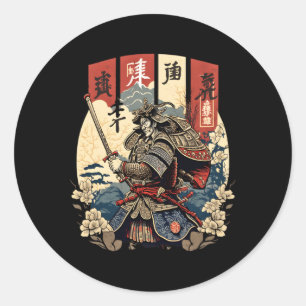 Sticker Rond Kanji Katana Samurai Code D'Honneur Bushi