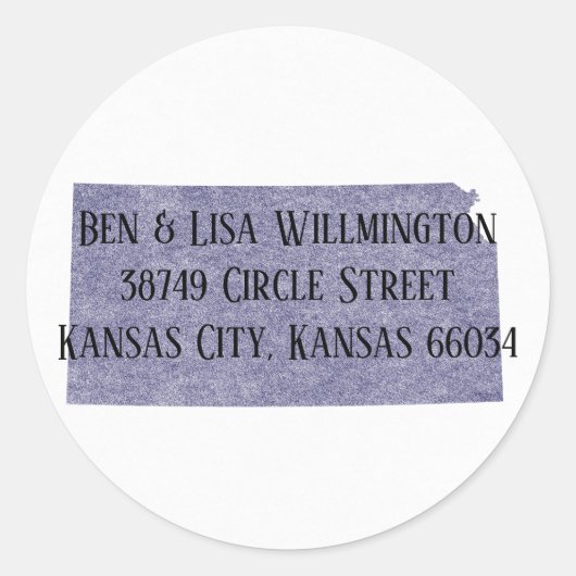 Sticker Rond Kansas Adresse de retour Label Seal (Devant)