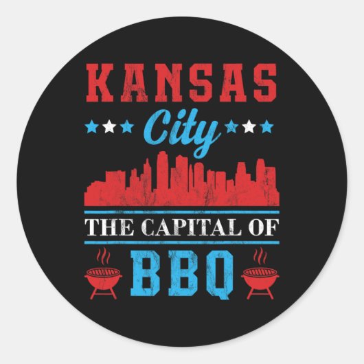 Sticker Rond Kansas Ville Capitale Du Barbecue (Devant)