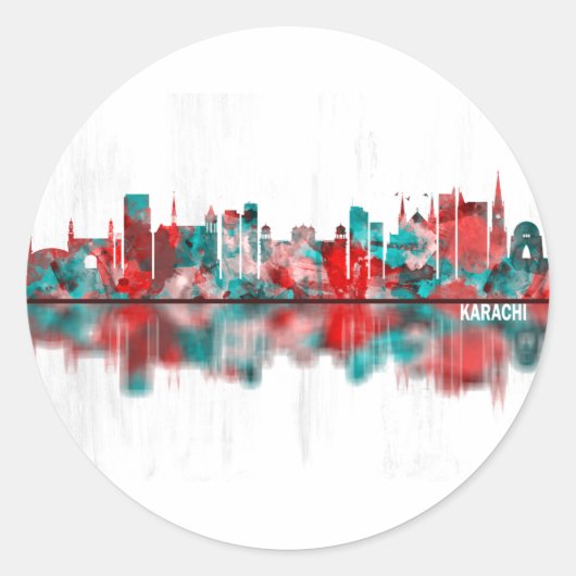 Sticker Rond Karachi Pakistan Skyline (Devant)
