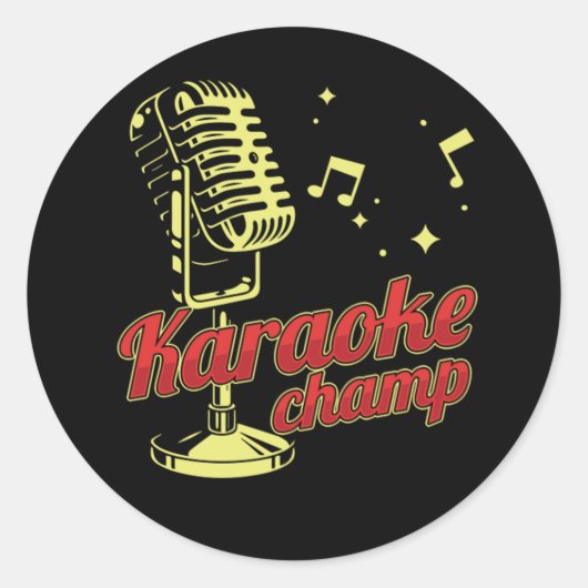 Sticker Rond Karaoke Champ Microphone Notes de musique chant ca (Devant)