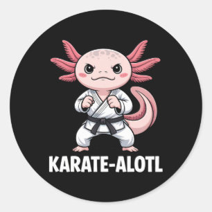 Sticker Rond Karate-alotl Axolotl Karate Lover Arts martiaux