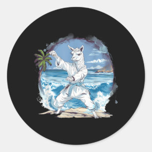 Sticker Rond Karate Alpaca Vagues Jiu-Jitsu Lama Taekwondo