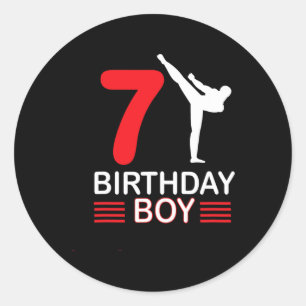 Sticker Rond Karate Anniversaire Tee Boy Cadeau Enfants Taekwon