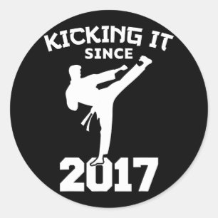 Sticker Rond Karate Arts Martiaux Le Jeter Depuis Funny Kid Bir
