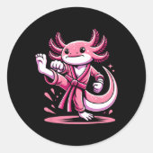 Sticker Rond Karate Axolotl Martial Arts Taekwondo Kickboxe F (Devant)