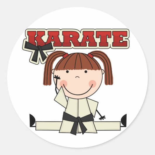 Sticker Rond KARATE - Brunette Girl T-shirts et cadeaux (Devant)