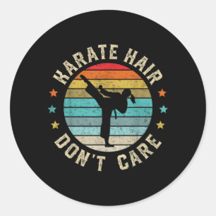 Sticker Rond Karate Cheveux N'importe Karate Fille Ceinture Noi