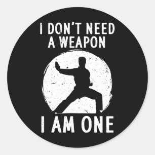 Sticker Rond Karaté Drôle Hommes Femmes Karate Ceinture Noire M