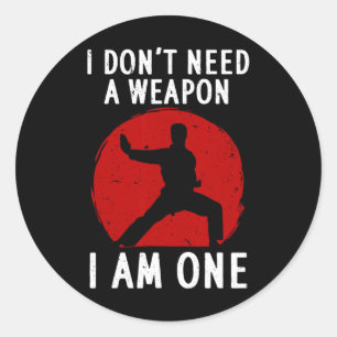 Sticker Rond Karaté Drôle Hommes Femmes Karate Ceinture Noire M