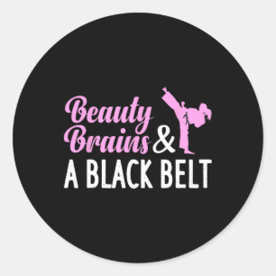 Sticker Rond Karate Drôle Pour Femmes Fille Taekwondo Arts Mart