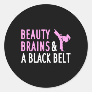Sticker Rond Karate Drôle Pour Femmes Fille Taekwondo Arts Mart