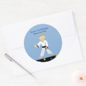 Sticker Rond KARATE GARÇON Ceinture noire Anniversaire Favorise (Enveloppe)