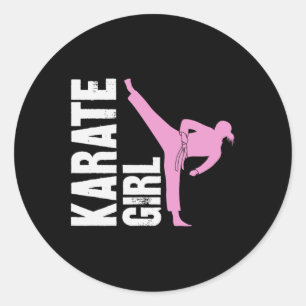 Sticker Rond Karate Girl Arts Martiaux Filles Autodéfense Migno