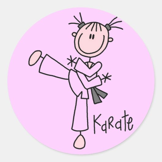 Sticker Rond Karate Girl Tshirts et cadeaux (Devant)