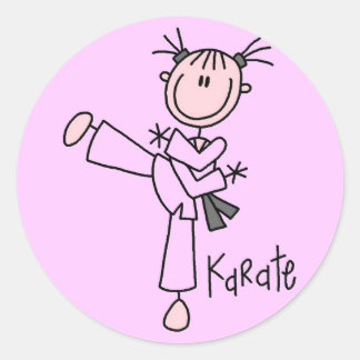Sticker Rond Karate Girl Tshirts et cadeaux