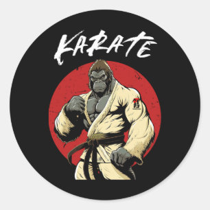 Sticker Rond Karate Gorilla Karateka