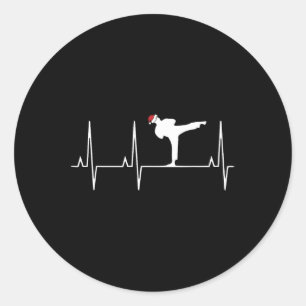 Sticker Rond Karate Heart Beat Christmas Pyjama Arts Martiaux M