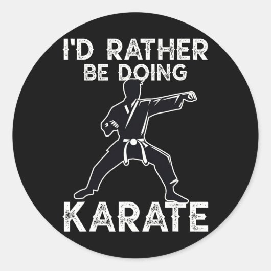 Sticker Rond Karate Martial Arts Training Funny Karate Graphism (Devant)