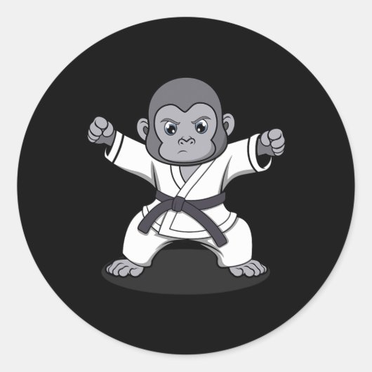 Sticker Rond Karate Monkey Ironic Wildlife Ape Fighter (Devant)