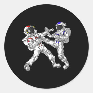 Sticker Rond Karaté Muay Thai Arts Martiaux Astronaute Kickboxi