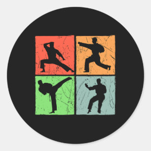 Sticker Rond Karate Retro Black Belt Japonais Martial Arts Love