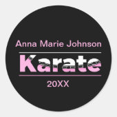 Sticker Rond Karate rose Arts martiaux Typographie moderne (Devant)