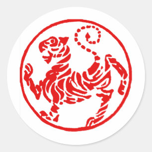 Sticker Rond Karaté rouge de Japonais de tigre de Shotokan