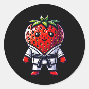 Sticker Rond Karate Strawberry Fun Design Pour Les Arts Martiau