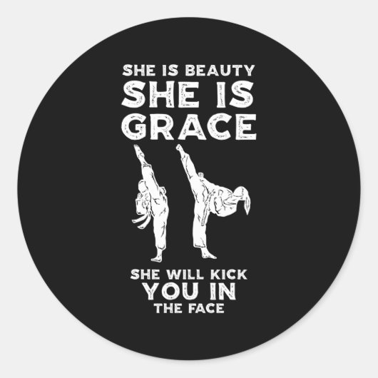 Sticker Rond Karate Taekwondo Karate Kick (Devant)