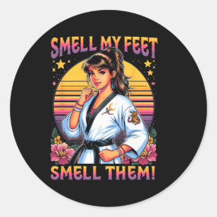 Sticker Rond Karate Taekwondo Sent Mon Pieds Sentez Les Fille W
