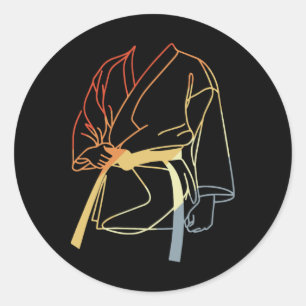 Sticker Rond Karateka Dessin Look Vintage Karaté Professeur