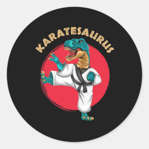 Sticker Rond Karatesaurus Drôle Dinosaure de karaté 
