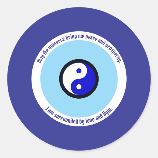 Sticker Rond Karma Protection bleu foncé mal yeux Yin Yang (Devant)
