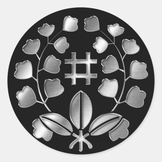 Sticker Rond Katakura Clan Kamon argent Chrome (Devant)