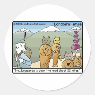 Sticker Rond Katmandu Dogmandu Chien Vs Chat Cadeaux Drôles & T