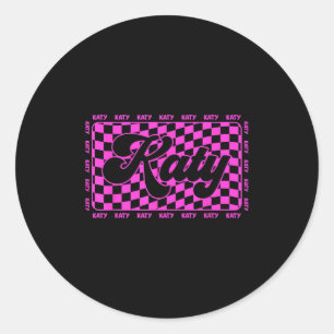 Sticker Rond Katy à Carreaux J'adore Katy Vintage 80's