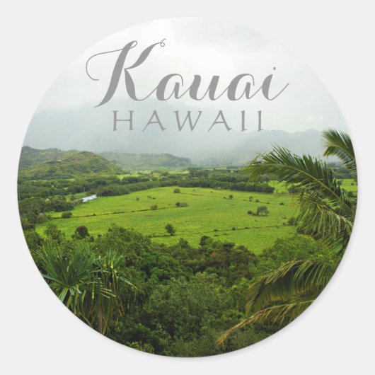 Sticker Rond Kauai, Hawaï Landscape Scene (Devant)
