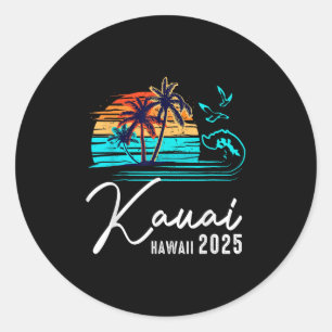 Sticker Rond Kauai Hawaii 2025 Famille de jumelage vacances été