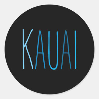 Sticker Rond Kauai Hawaii Blue Lettering