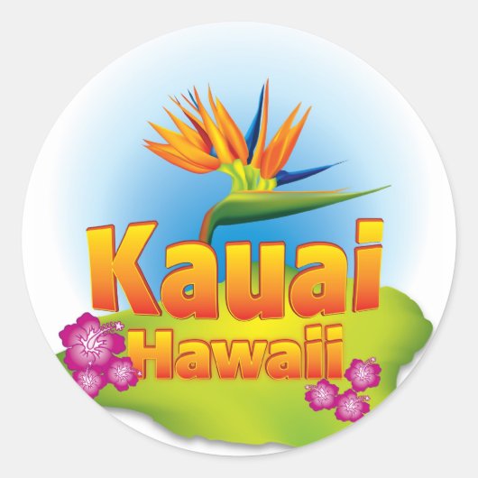 Sticker Rond Kauai, Hawaii Desgin (Devant)