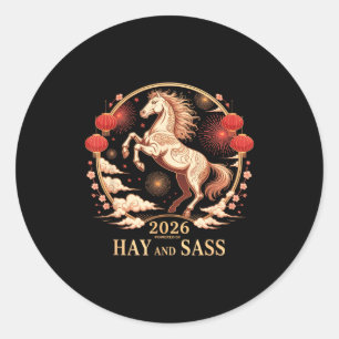 Sticker Rond Kawaii 2026 Dame Cheval Propulsée Par Hay & S