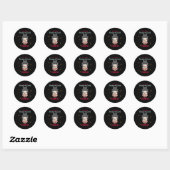 Sticker Rond Kawaii a honoré Samurai chat manger Ramen (Feuille)
