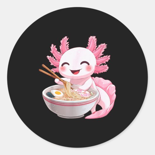 Sticker Rond Kawaii Anime Axolotl Ramen (Devant)