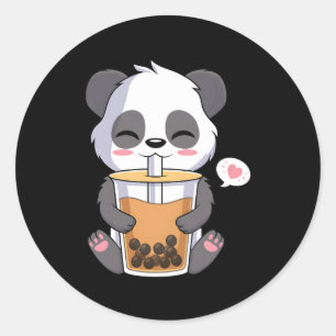 Sticker Rond Kawaii Anime Panda Boire Boba Bubble Tea