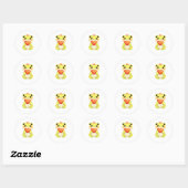 Sticker Rond Kawaii Baby Frog Holding a Heart (Feuille)