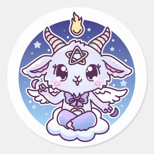 Sticker Rond Kawaii Baphomet (Devant)