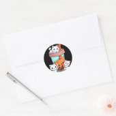 Sticker Rond Kawaii Boba Tea Cat Neko Bubble Tea Kitten (Enveloppe)