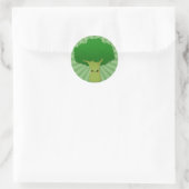 Sticker Rond Kawaii Broccoli sur Green Starburst (Sac)