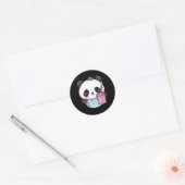Sticker Rond Kawaii Bubble Tea Panda Boba Tea Japonais (Enveloppe)